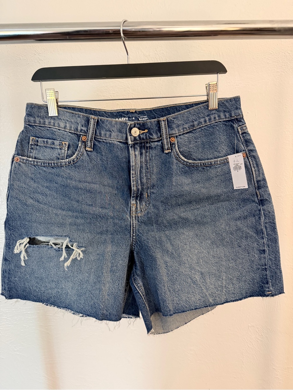 Old Navy High Rise Baggy Blue Denim Shorts - Women's Casual Cutoff